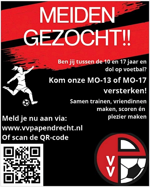 Meiden gezocht voor Papendrecht MO13 en MO17