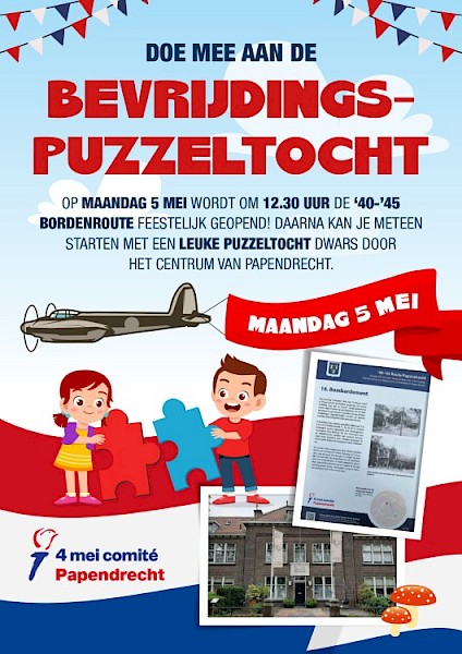 Doe mee met de Puzzeltocht op 5 mei, langs de '40-'45 bordenroute in Papendrecht
