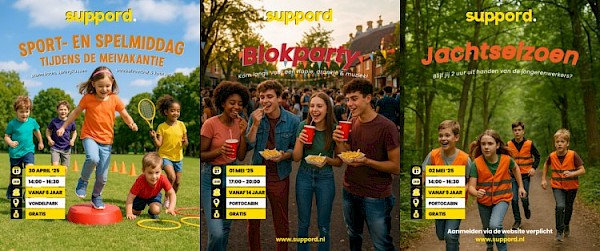Suppord organiseert in de meivakantie 3 leuke jeugdactiviteiten