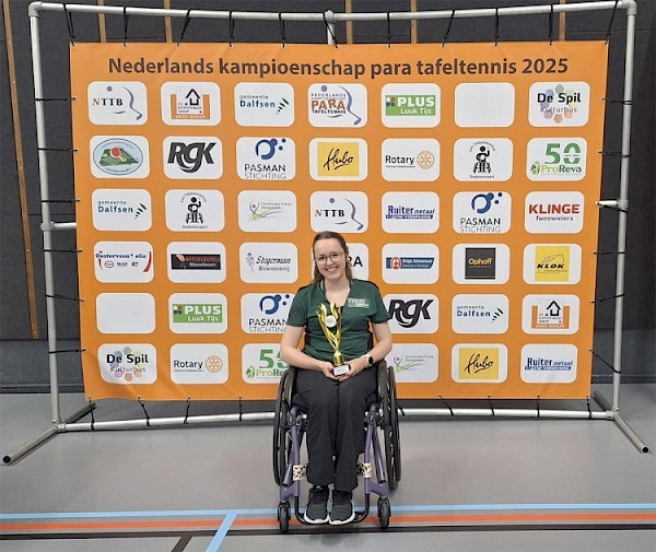 Ciska de Bruin is Nederlands kampioen para-tafeltennis