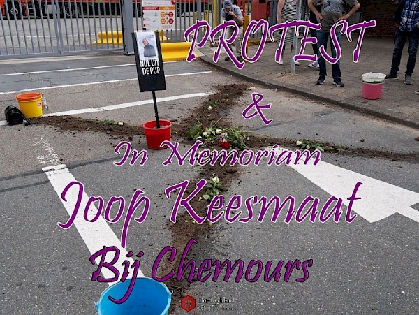 Herdenking van Joop Keesmaat bij de poort van Chemours met foto-reportage